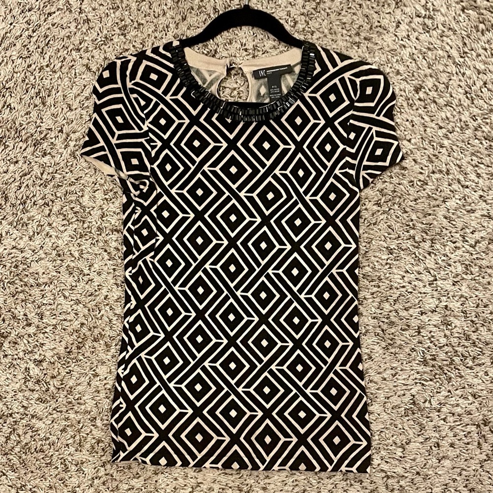 INC Chevron Top with Embellished Neckline
